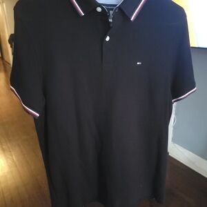 Tommy Hilfiger Black Polo with Red and White Accents